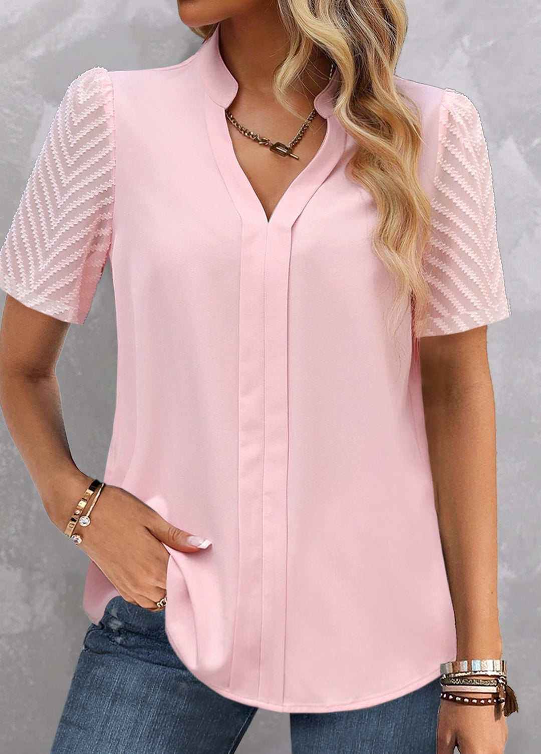 Damen Chic Bluse mit strukturierter Spitze EB