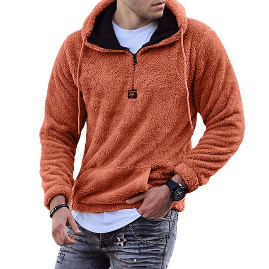 Herren Kuscheliger Hoodie mit halbem Reißverschluss im trendigen Design EB