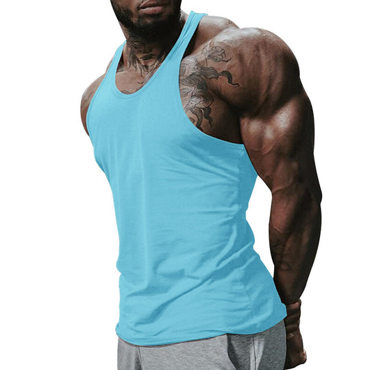Herren atmungsaktives Fitness Tanktop mit Racerback-Design und körperbetontem Schnitt EB