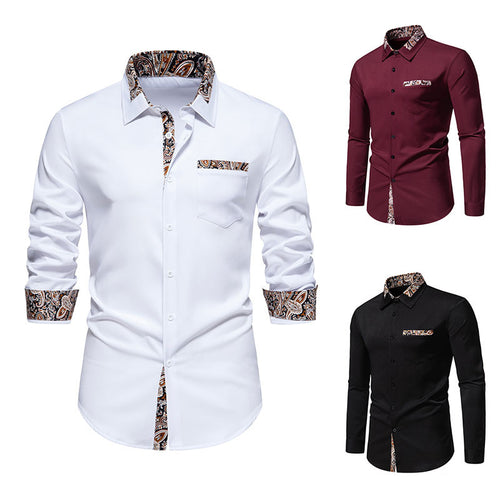 Herren Langarmhemd mit eleganten Paisley-Mustern EB