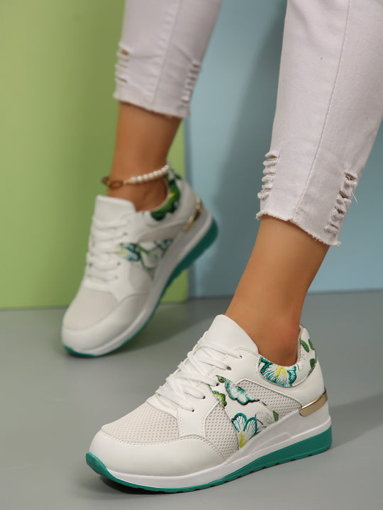 Damen sportive Sneaker mit floralen Akzenten EB