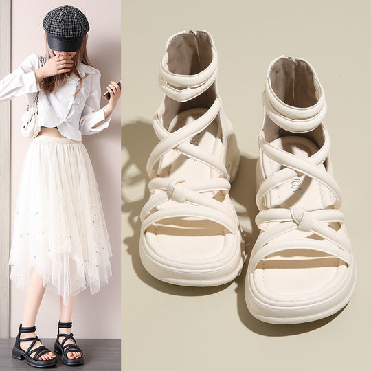 Damen Modische Sandalen mit innovativem Riemchen-Design EB