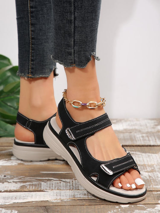 Damen komfortable Sandalen mit verstellbaren Riemen und ergonomischem Fußbett EB