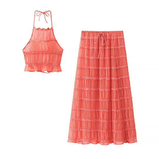 Damen Set aus Rüschenshirt und Maxirock EB