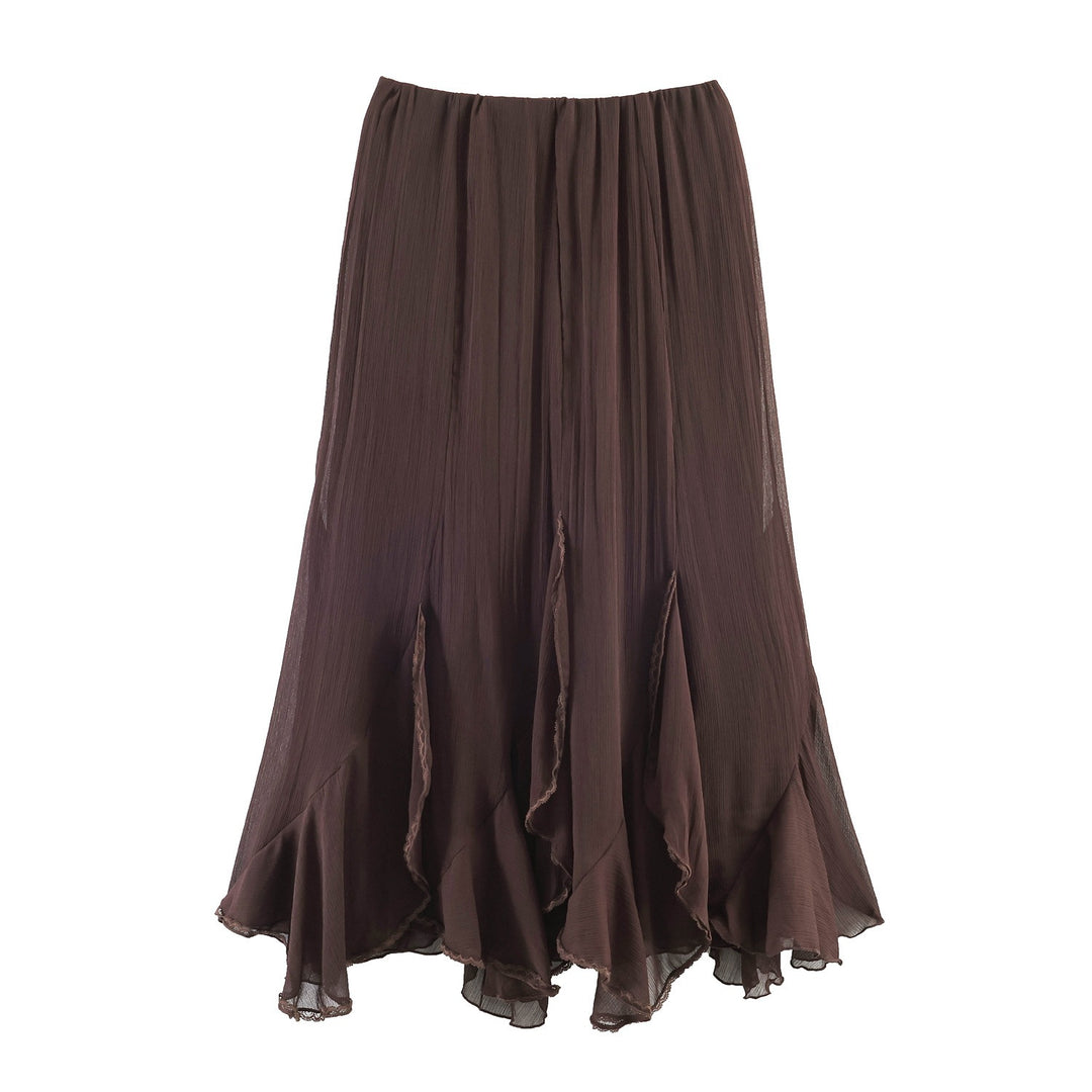 Damen Eleganter, fließender Maxirock mit Volants EB