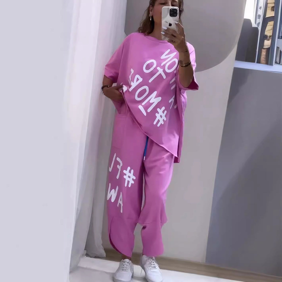 Damen lässiger Oversized Sweater und Jogginghose-Set EB