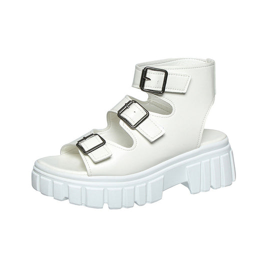 Damen Wedge-Sandalen mit mehreren verstellbaren Schnallen und robustem Plateau EB