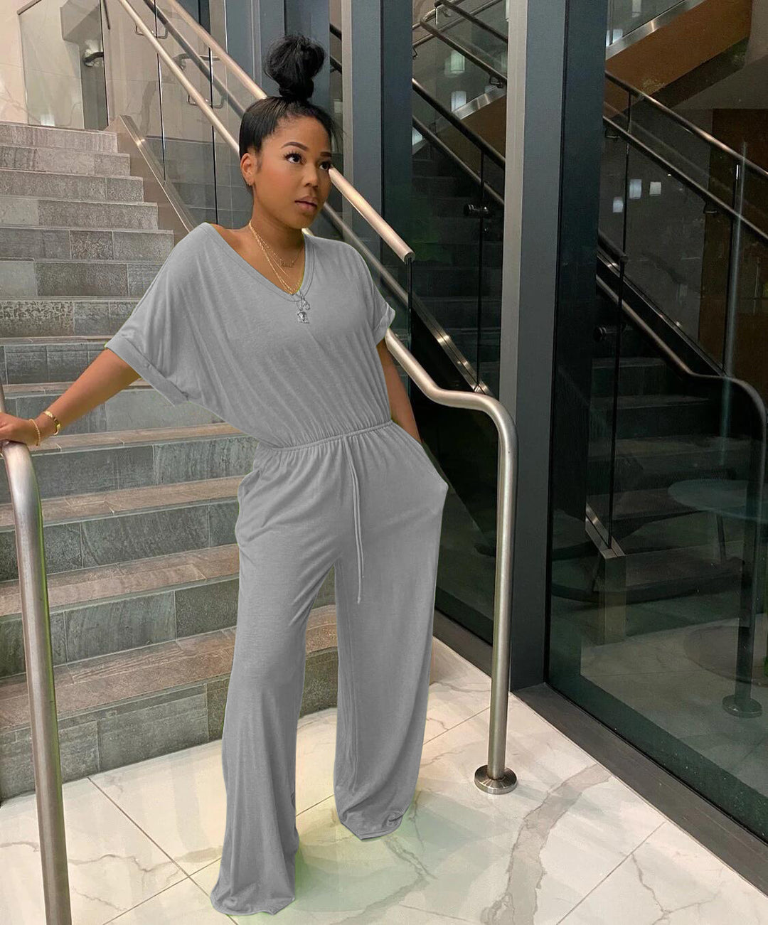EB | V-Ausschnitt Jumpsuit für Frauen Jane