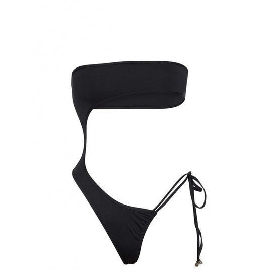 Damen Einteiler Badeanzug mit asymmetrischem Schnitt und gesteppter Taille EB
