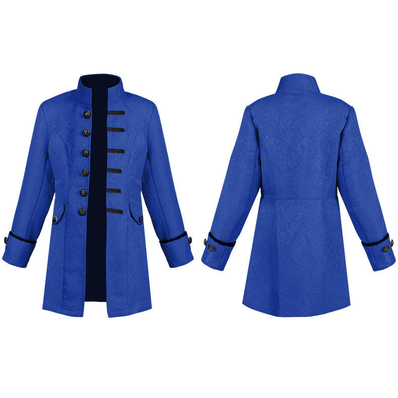 Damen nan taillierter Jacquard-Gehrock mit Stehkragen und dekorativer Knopfleiste Eb