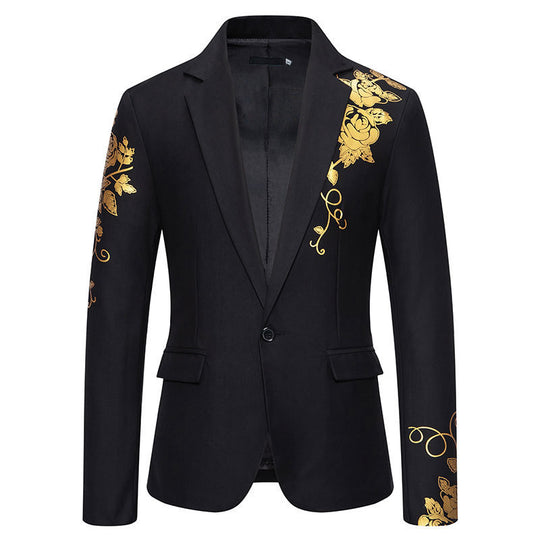Herren eleganter Blazer mit floralem Stickdesign und feinen Details EB