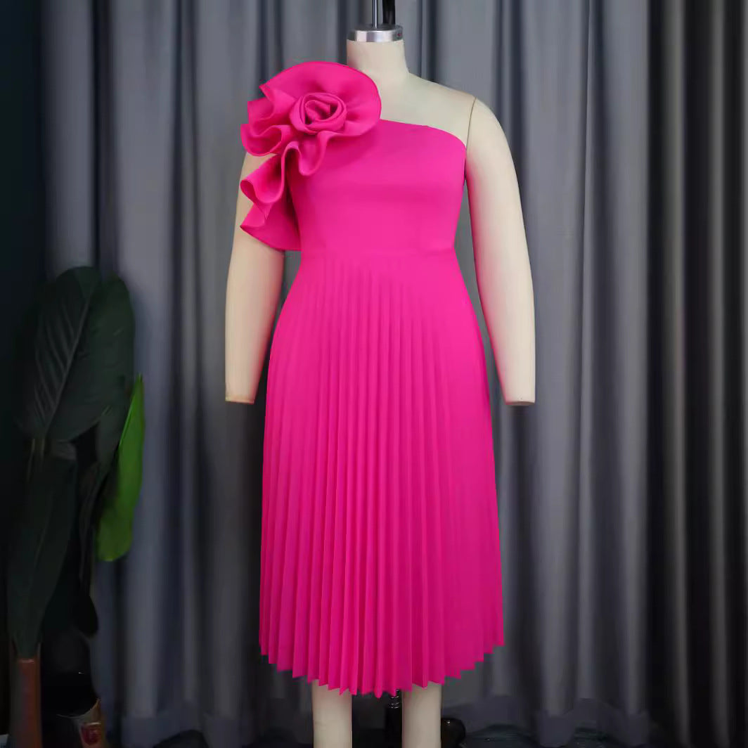 Damen elegantes Cocktailkleid mit voluminöser Blütenapplikation EB