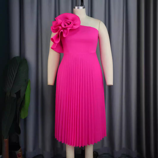 Damen elegantes Cocktailkleid mit voluminöser Blütenapplikation EB