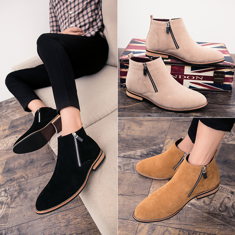 Damen Modische Ankle Boots aus Wildleder mit Reißverschluss EB
