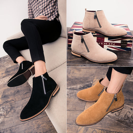 Damen Modische Ankle Boots aus Wildleder mit Reißverschluss EB