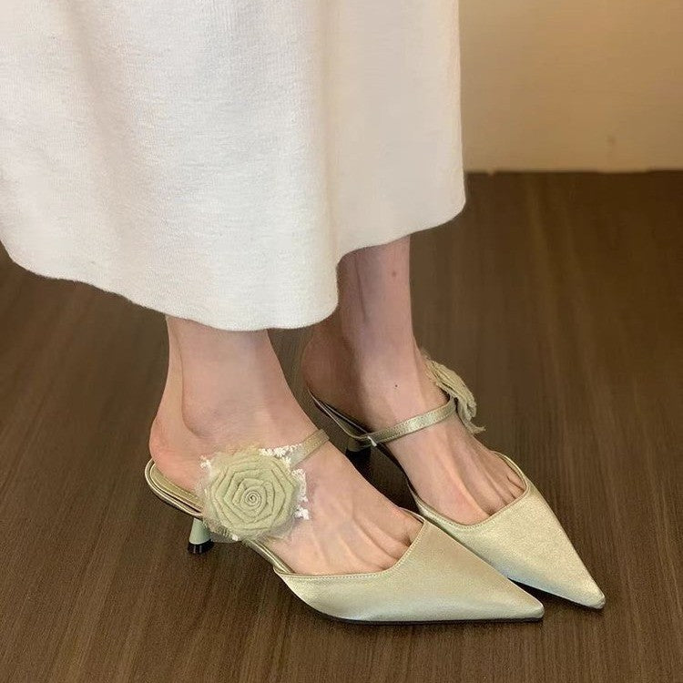 Damen elegante Slingback-Pumps mit floralem Dekor EB