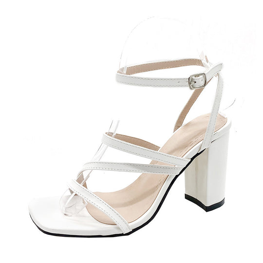 Damen Elegante Blockabsatzsandalen mit verstellbaren Riemen EB