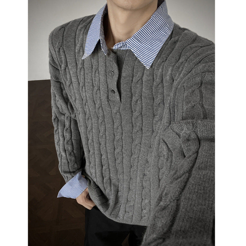 Damen Strickpullover mit hochwertigem Kabelmuster und Kragen EB