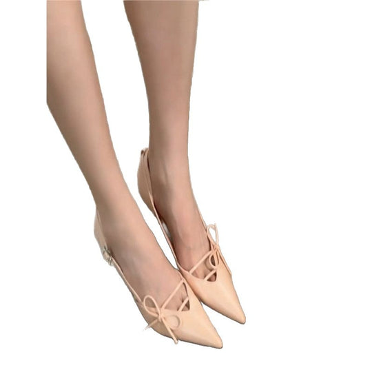 Damen elegante Slingback Pumps mit zarten Schleifenverzierungen EB