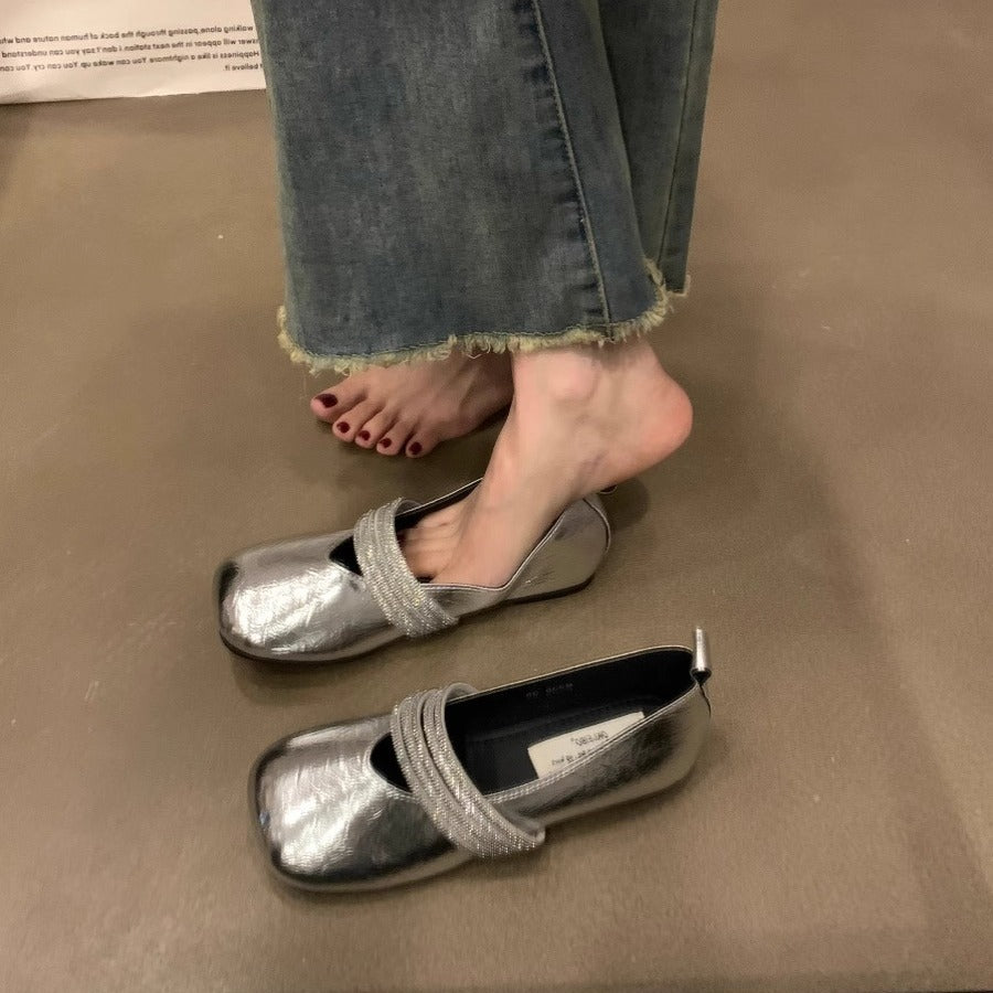 Damen elegante Ballerinas mit modischem Applikationsdetail EB