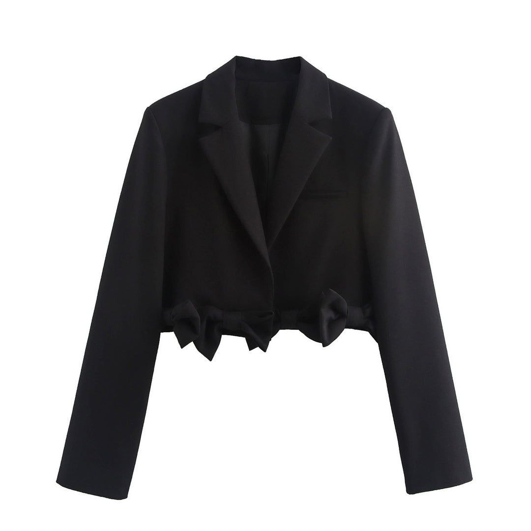 Damen modische Blazerjacke mit dekorativen Schleifen EB