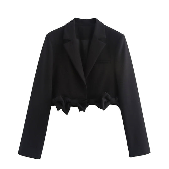 Damen modische Blazerjacke mit dekorativen Schleifen EB