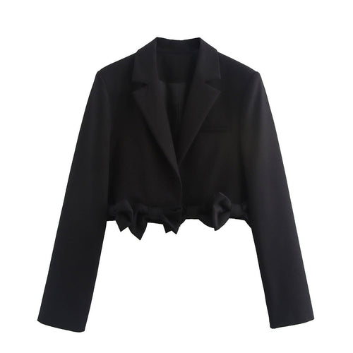 Damen modische Blazerjacke mit dekorativen Schleifen EB