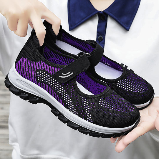 Damen Sportliche Slip-On Sneakers mit verstellbarem Klettverschluss und atmungsaktivem Obermaterial EB