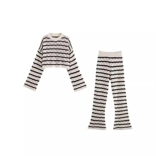 Damen Strick-Leggings mit breitem Bund und einzigartigem Muster EB