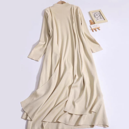 Damen eleganter Longmantel mit asymmetrischem Schnitt und hohem Kragen EB