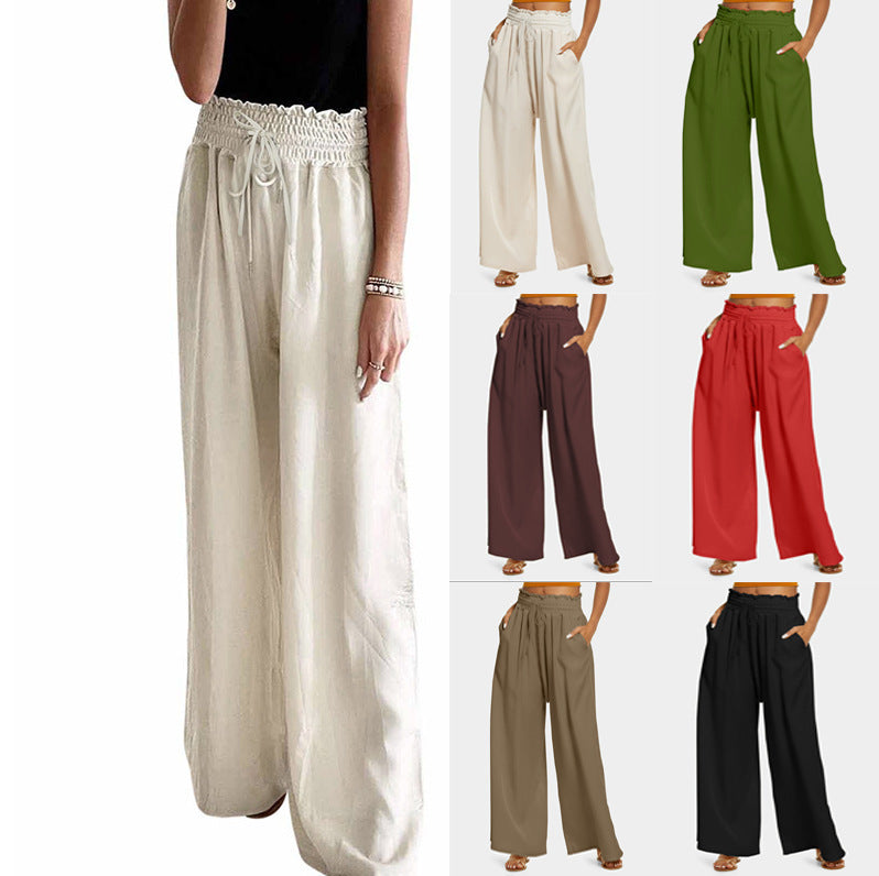 Damen Weite Palazzo-Hose mit elastischem Bund und praktischen Taschen EB