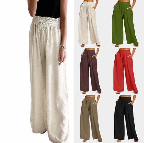 Damen Weite Palazzo-Hose mit elastischem Bund und praktischen Taschen EB