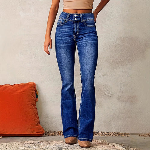 Damen Flared Jeans mit hohem Bund und flexibler Passform EB