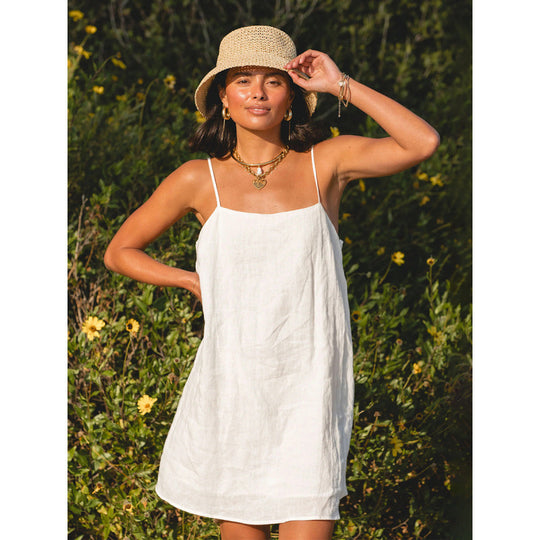 Damen Leichtes Sommerkleid mit Spaghetti-Trägern und fließendem Schnitt EB