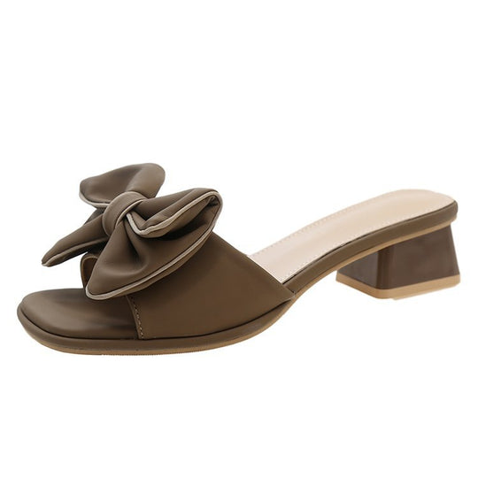 Damen elegante Mules mit großen Schleifenakzenten EB