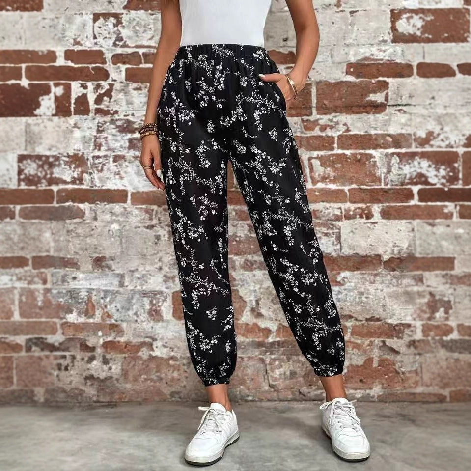 Damen Komfortable Blumenmuster Jogginghose EB