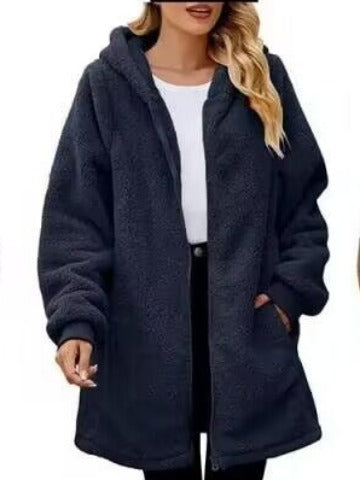 Damen Kuschelige Fleece-Jacke im Oversized-Stil EB