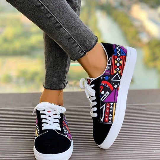 Damen modische Sneakers mit buntem Ethno-Muster EB