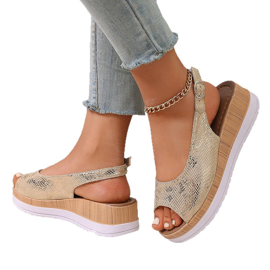 Damen Sling-Sandalen mit raffiniertem Riemen-Design und korkähnlicher Sohle EB