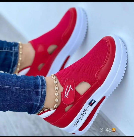 Damen Modische Sneaker mit atmungsaktiver Strick-Oberfläche und rutschfester Sohle EB