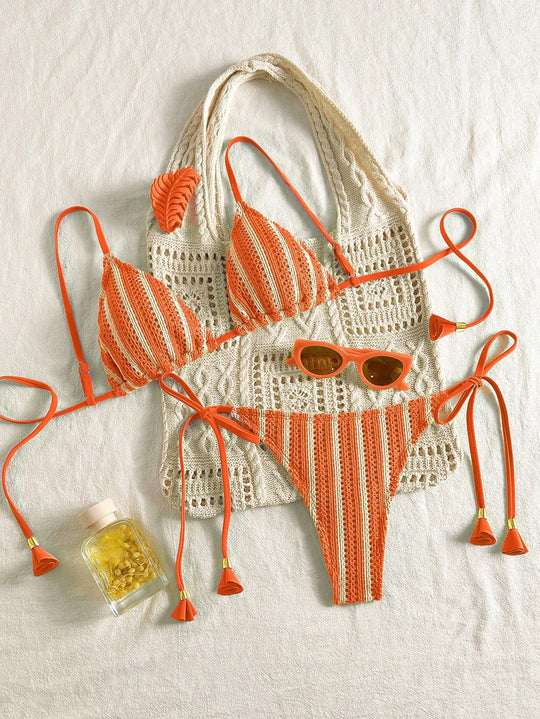 Damen Strappy Bikiniset mit verstellbaren Trägern EB