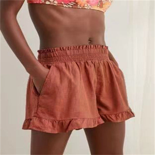Damen Lockere Shorts mit Volant und Taschen EB