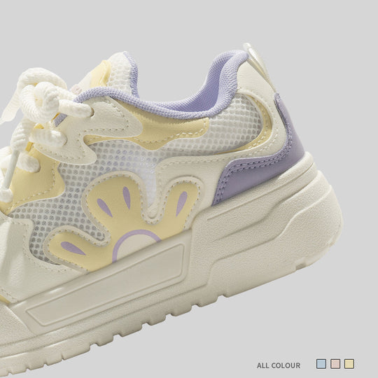 Damen Sportliche Sneakers mit floralem Design und atmungsaktiver Mesh-Oberfläche EB