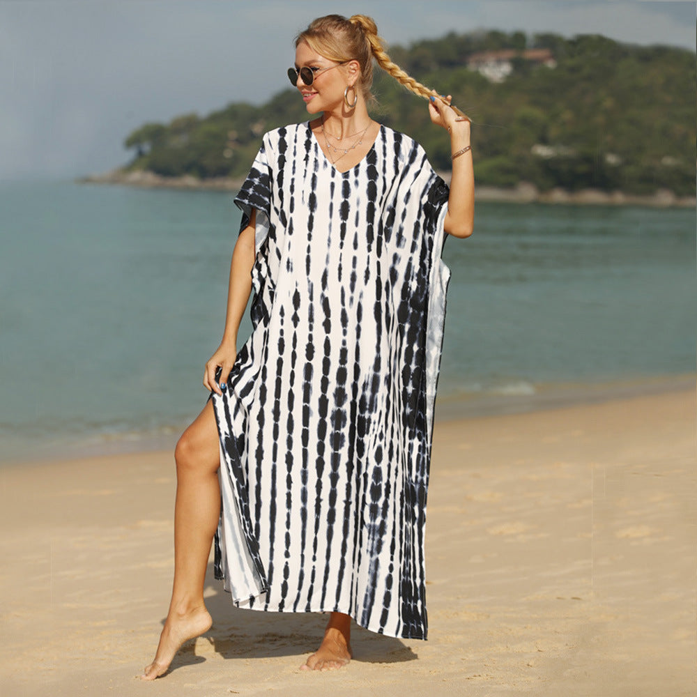 Damen Strandkleid mit modernem Batikmuster und lässigem Schnitt EB