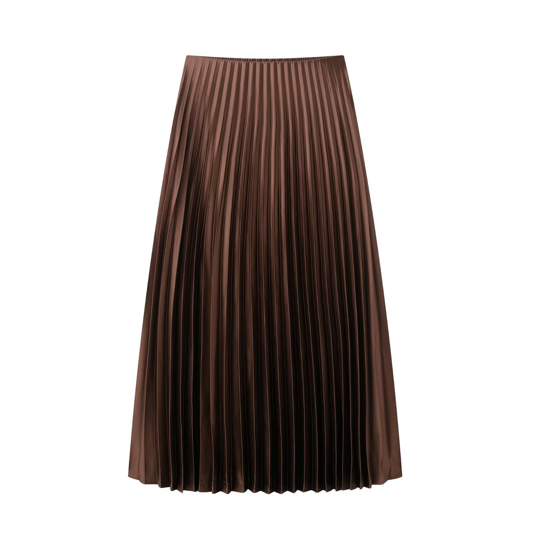 Damen Plissierter Midi-Rock mit elastischem Bund und schönem Schimmer EB