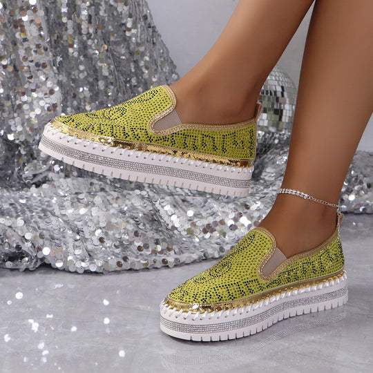 Damen Slip-On Sneakers mit funkelndem Strass EB
