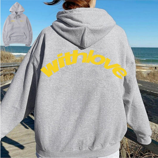 Unisex nan oversized Kapuzenpullover mit großflächigem Rückenprint, Kängurutasche und gerippten Bündchen EB