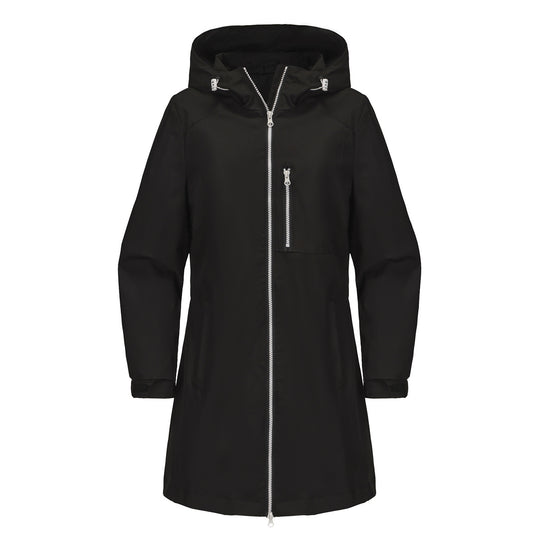 Damen modische Regenjacke mit Kapuze und praktischen Taschen EB