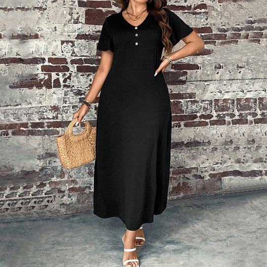 Damen lässiges Maxikleid mit Knopfdetails und elegantem Schnitt EB