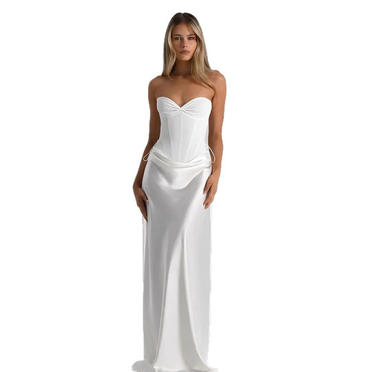 Damen Maxikleid mit elegantem Schnitt und raffinierten Drapierungen EB